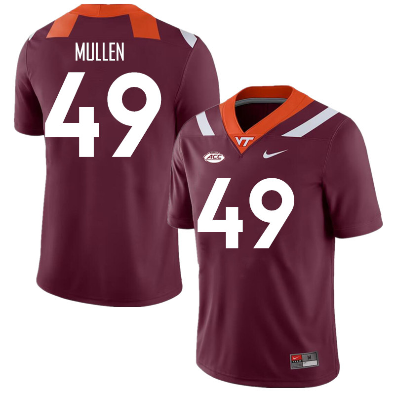 Men #49 Jimmy Mullen Virginia Tech Hokies College Football Jerseys Stitched Sale-Maroon